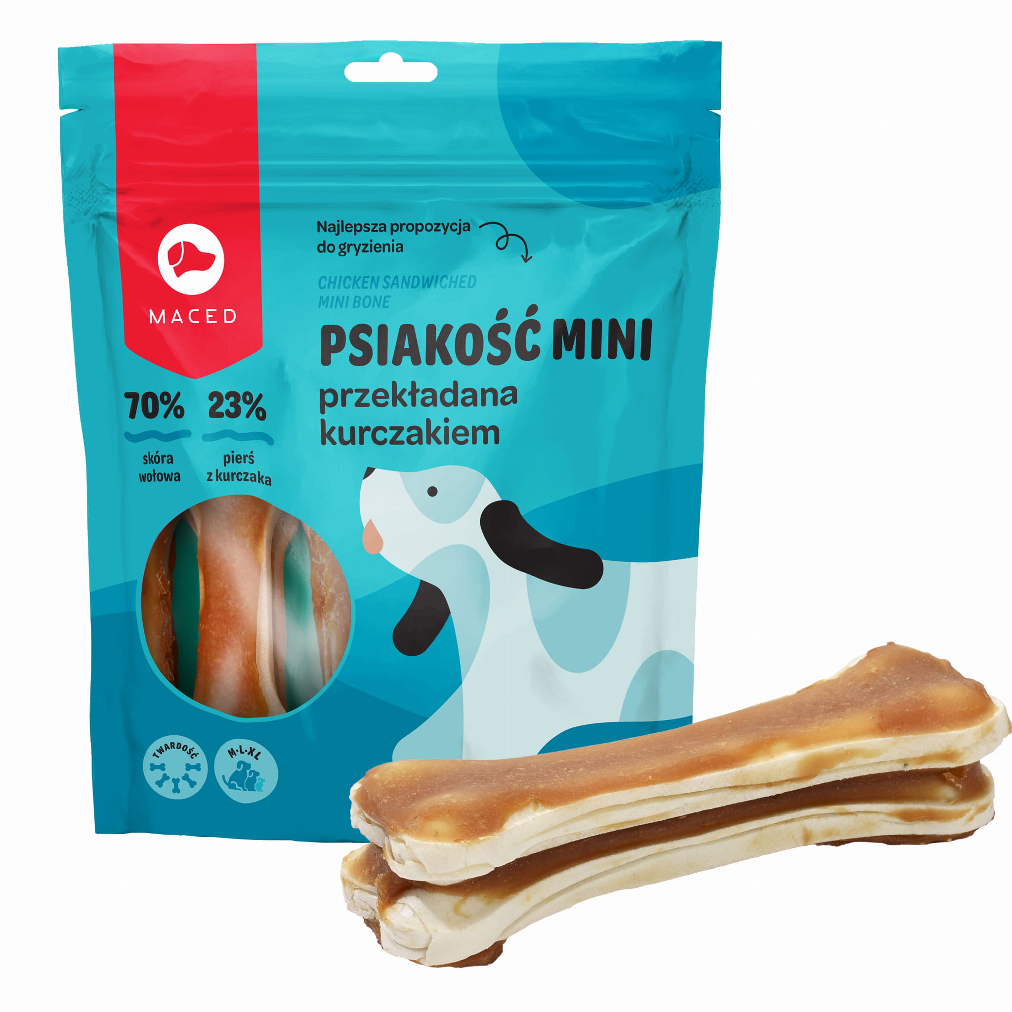 Maced Gryzak Przysmak dla Psa Kość Przekładana Kurczakiem 10cm 500g